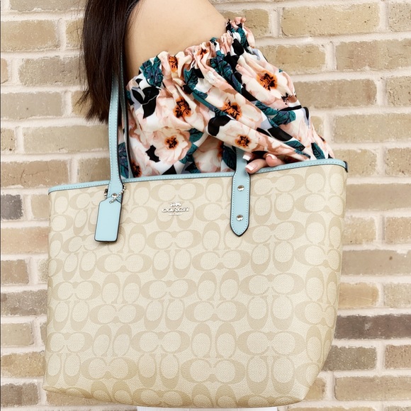 Coach Purse Top Zip Tote light khaki mint - Picture 3 of 4